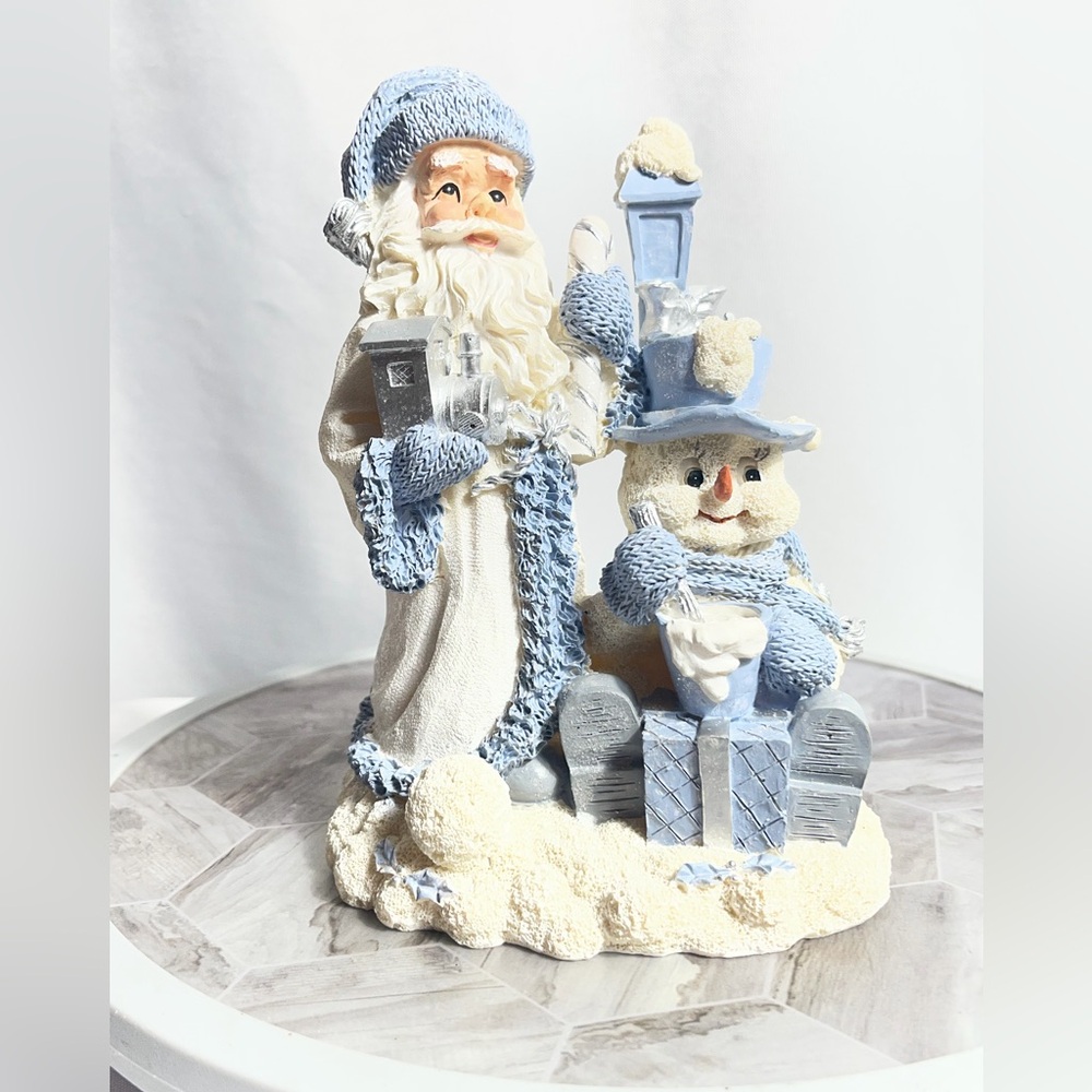 Vintage Encore Group Santa Snowman Street Lamp Figurine 1998 Winter Decor